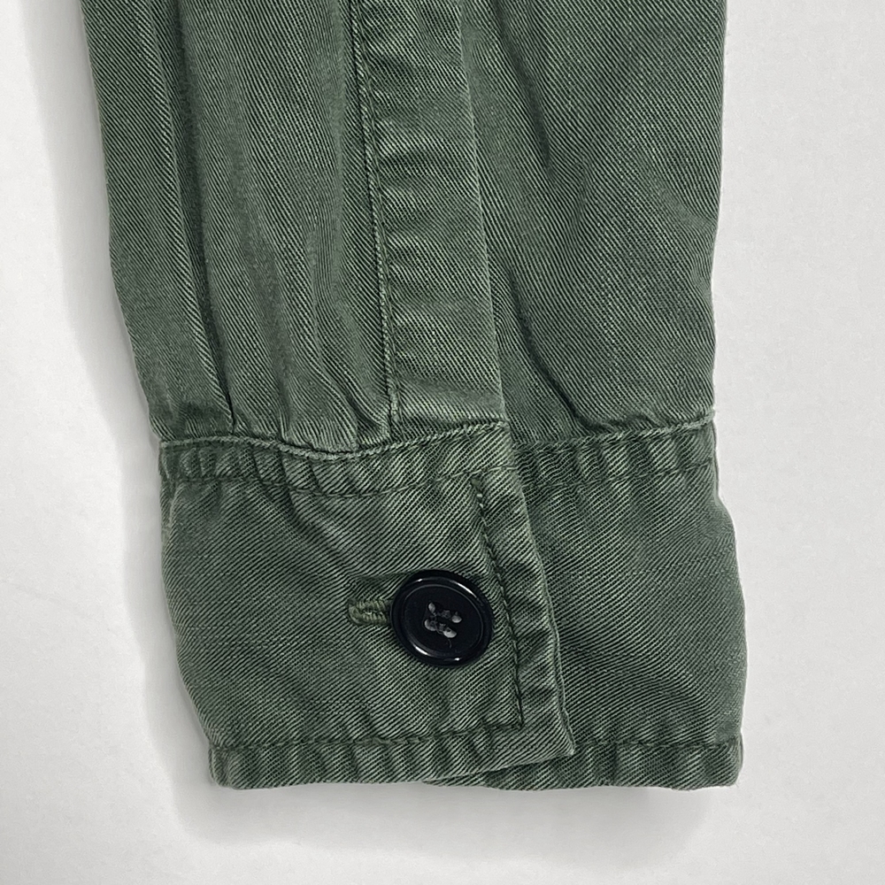 2/$30 ZARA Henley Shirt Dress Medium Green Long Sleeve Side Slit Pockets #7235 - Picture 7 of 16